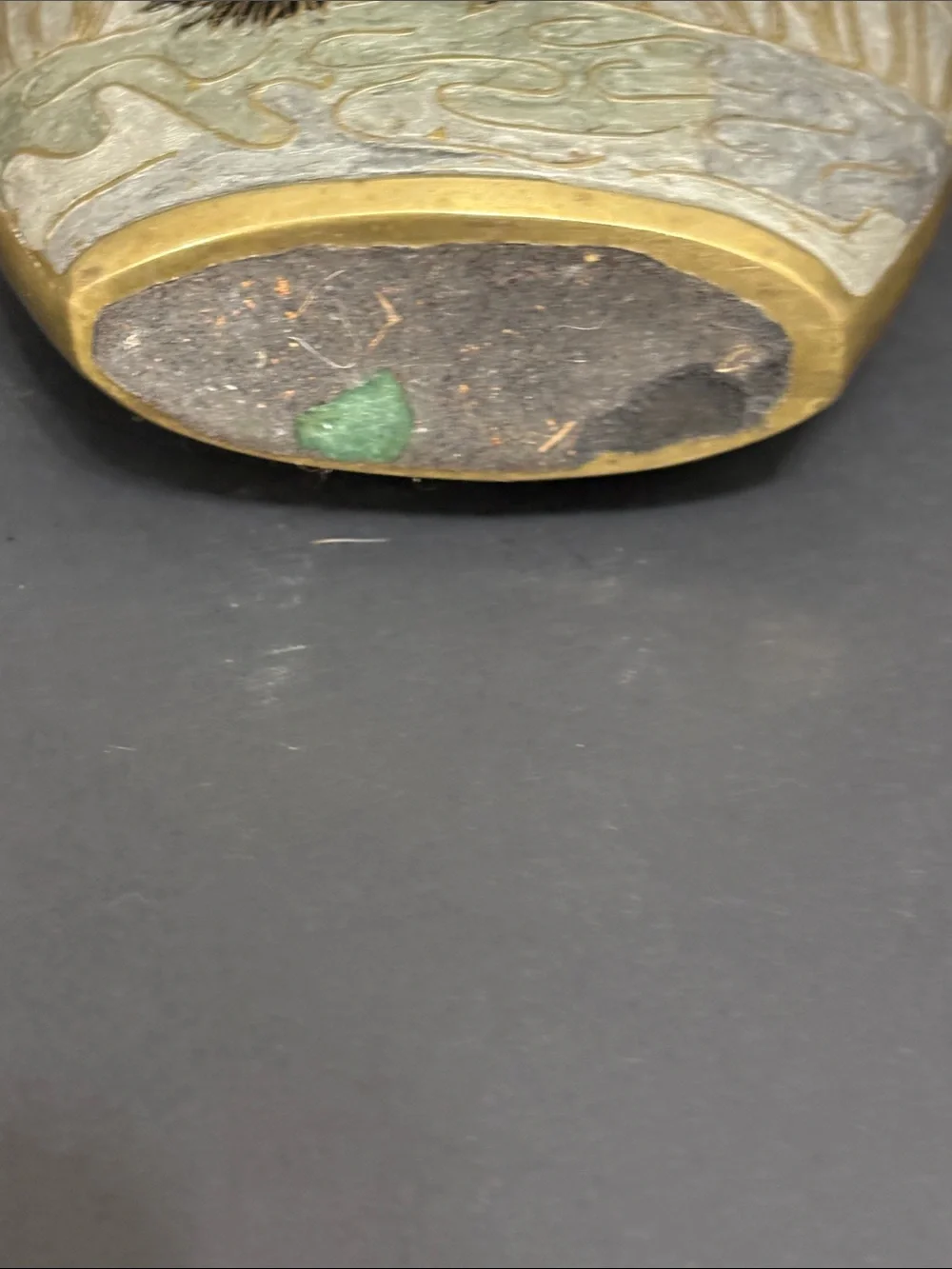 Vintage Brass Vase Geese Waterfowl Etched Enamel Cloisonne Style